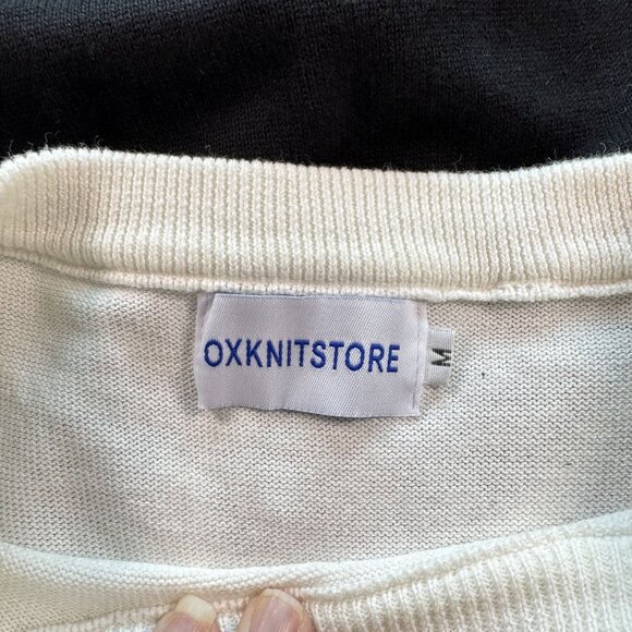 Oxknitstore Black/White Short Sleeve Colorblock Sweater Pink Lightning Bolt - M - Picture 3 of 8